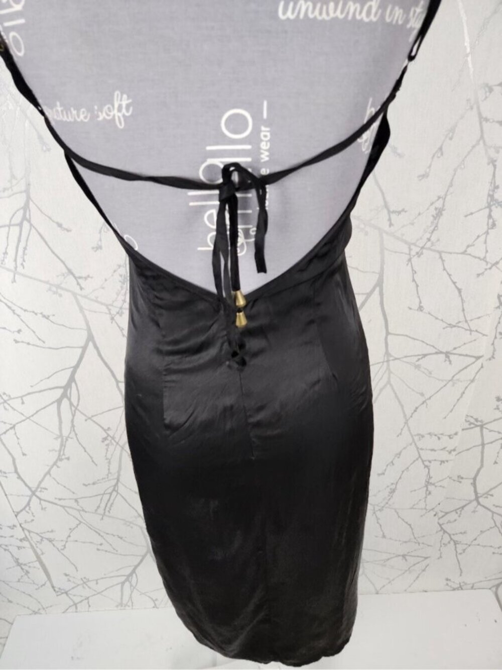 Jagger & Stone Black Satin Side Slit Strappy Backless Dress - Picture 5 of 8